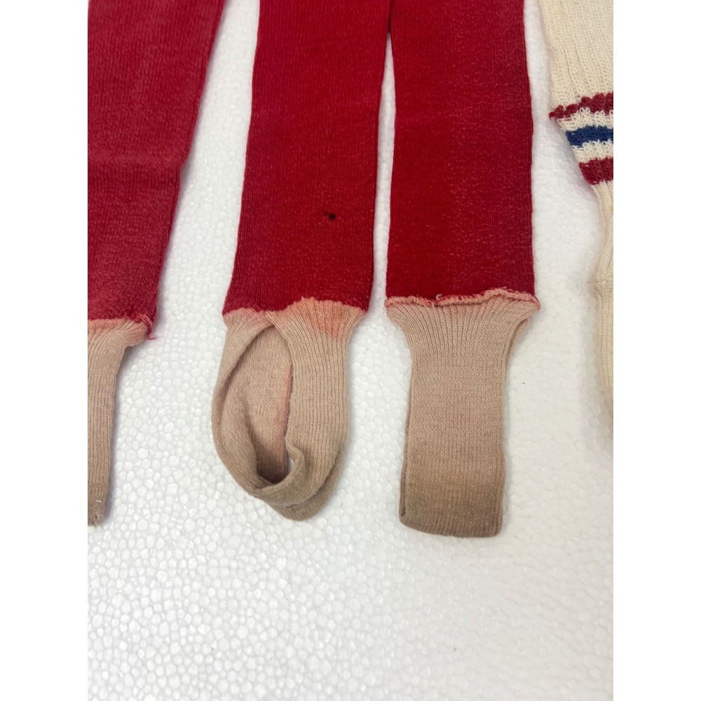 Vintage Baseball Stirrup Socks Lot Red White Striped Retro Athletic Tube High - Picture 5 of 11